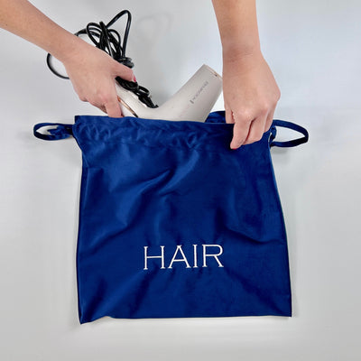 Velvet Bags with Laundry, Hair and Shoe Bag in White and Navy