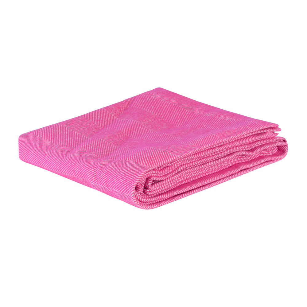 Lisbon Cotton Herringbone Blanket and Throw Fuchsia Pink